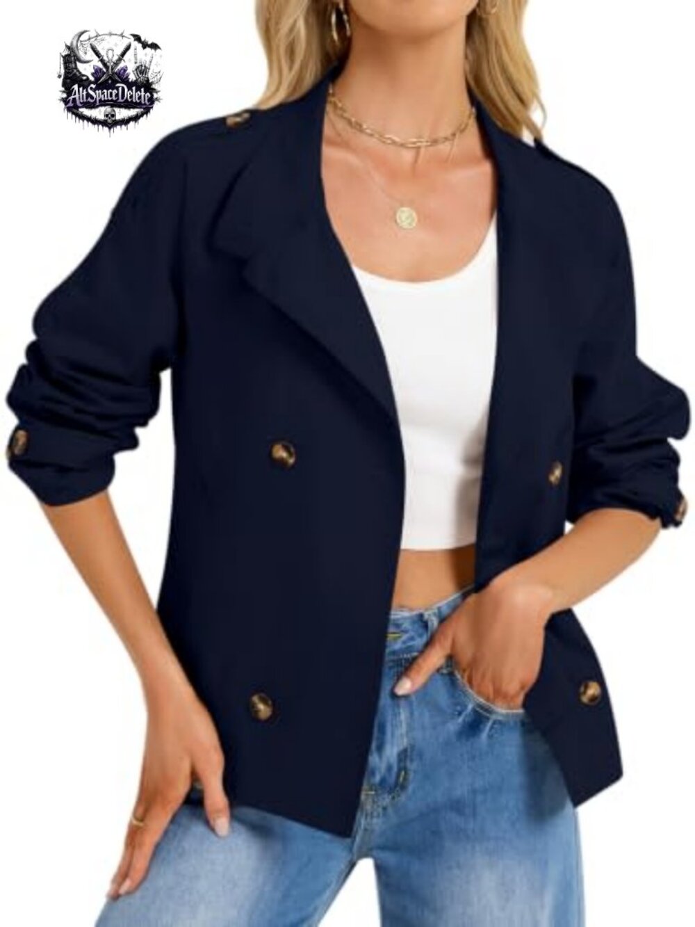 Cropped Trench Coat Double Breasted Fitted Fall Spring Jacket